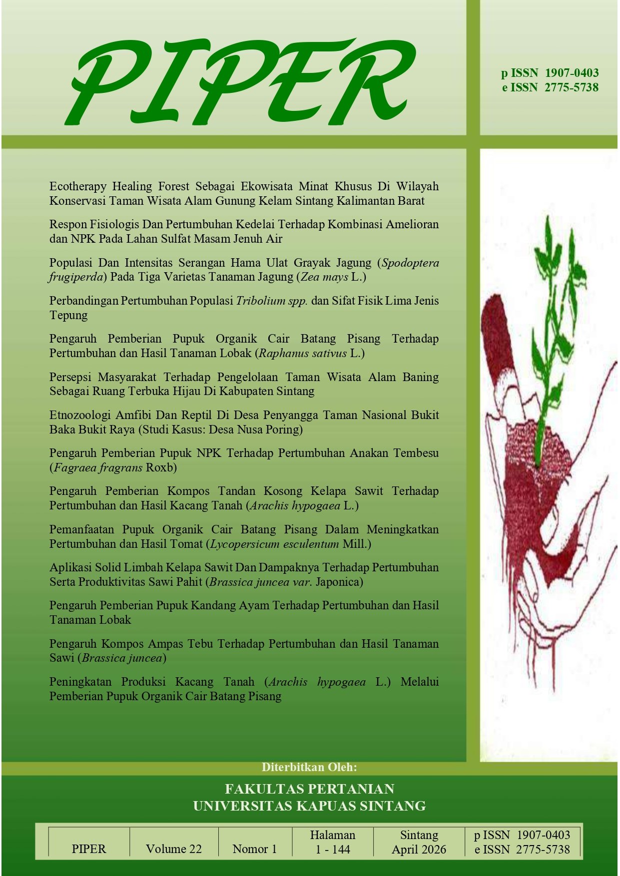 					View Vol. 22 No. 1 (2026): PIPER
				